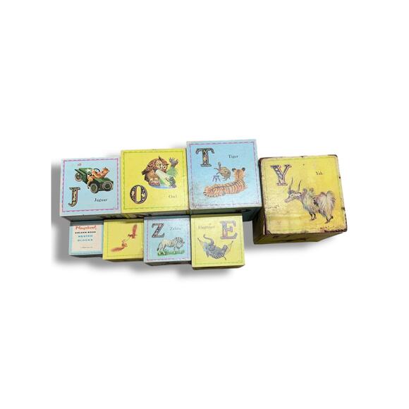 Playskool Golden Books Wood Nesting Boxes Alphabet Set of 8-1950's RARE - Picture 7 of 9